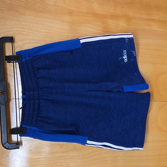 Boys Blue White Adidas Nylon Gym Athletic Shorts size Medium 10 / 12 - Picture 1 of 6